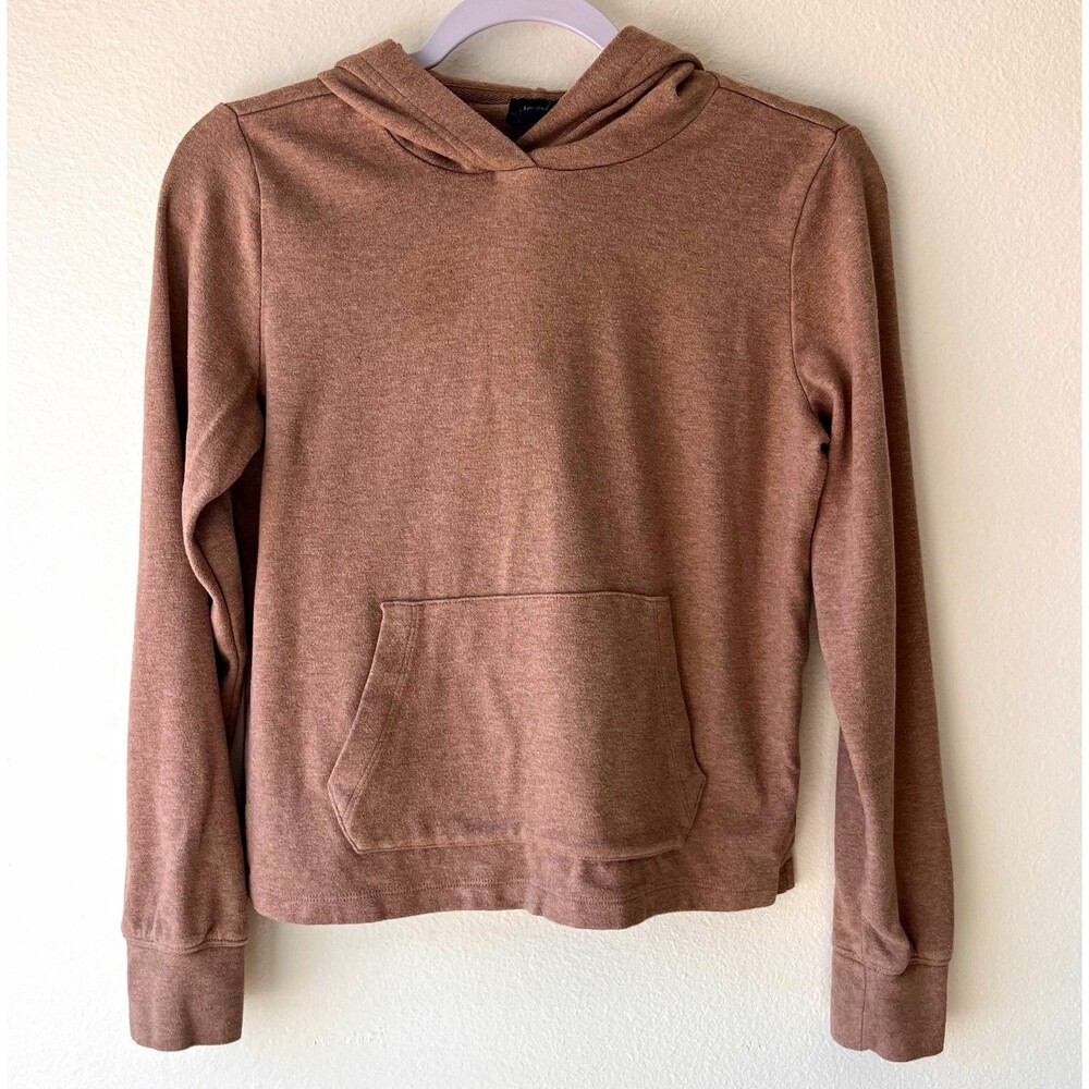 J.CREW Cloud Spun Women's Brown Solid Pullover Hoodie Pockets Long Sleeve XXS